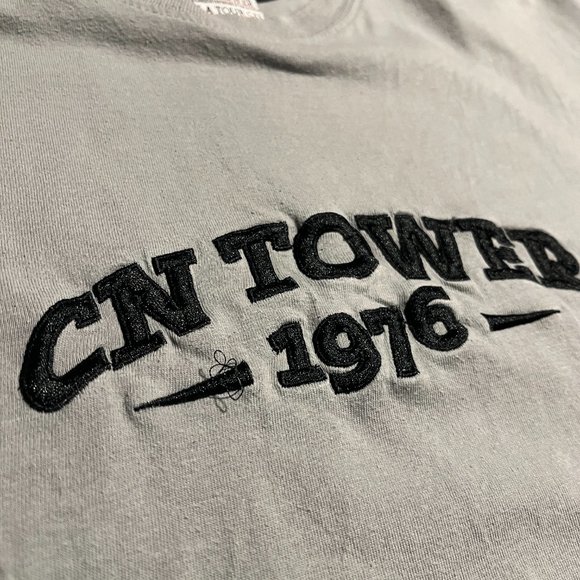 CN Tower Embroidered Grey Medium T (fits S) - Picture 2 of 5